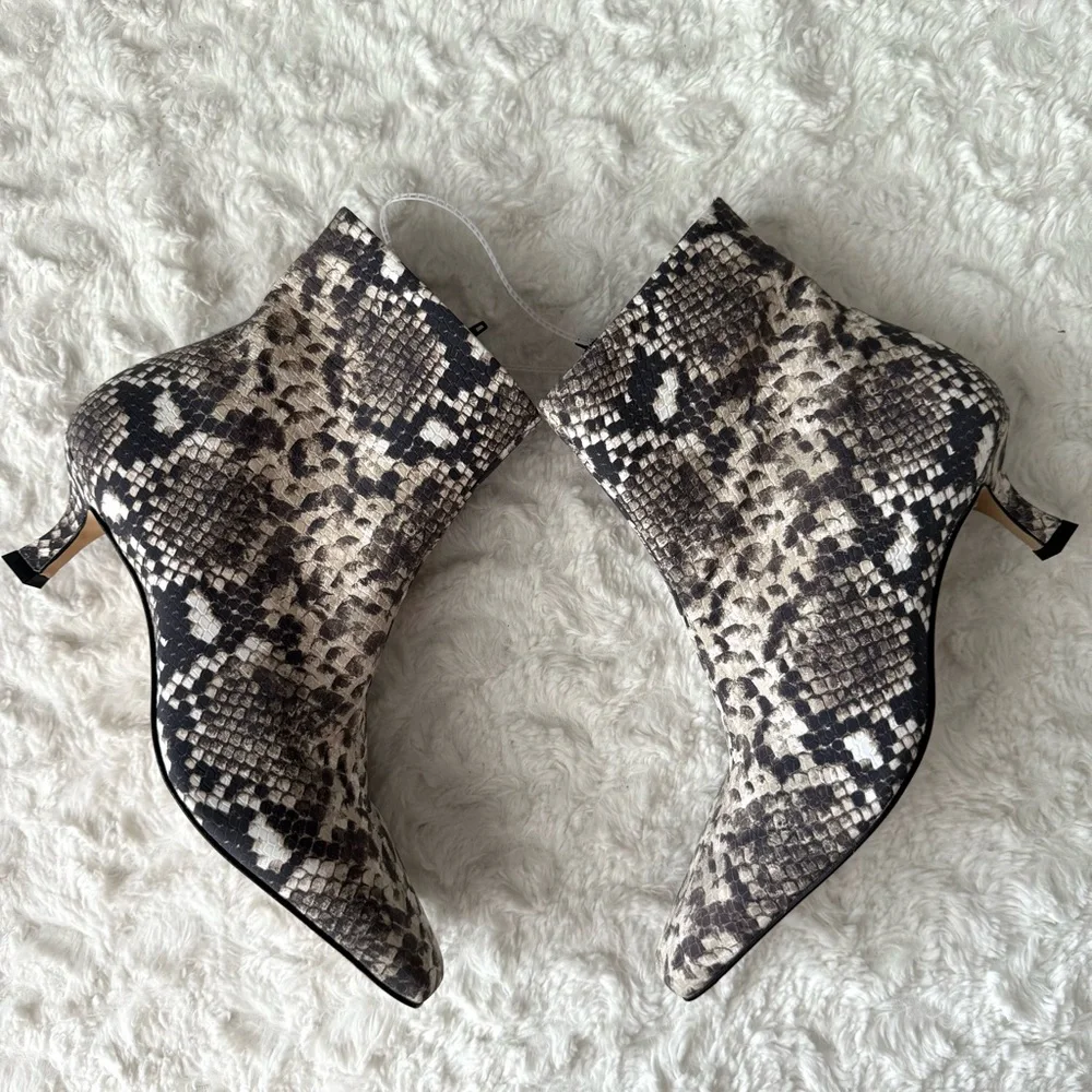 NEW Gianni Bini Snake Print Kitten Heel Leather Booties